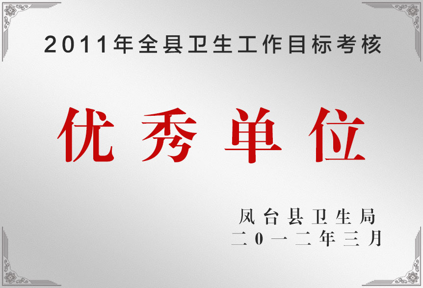 2011年全縣衛生工作目標考核優秀單位
